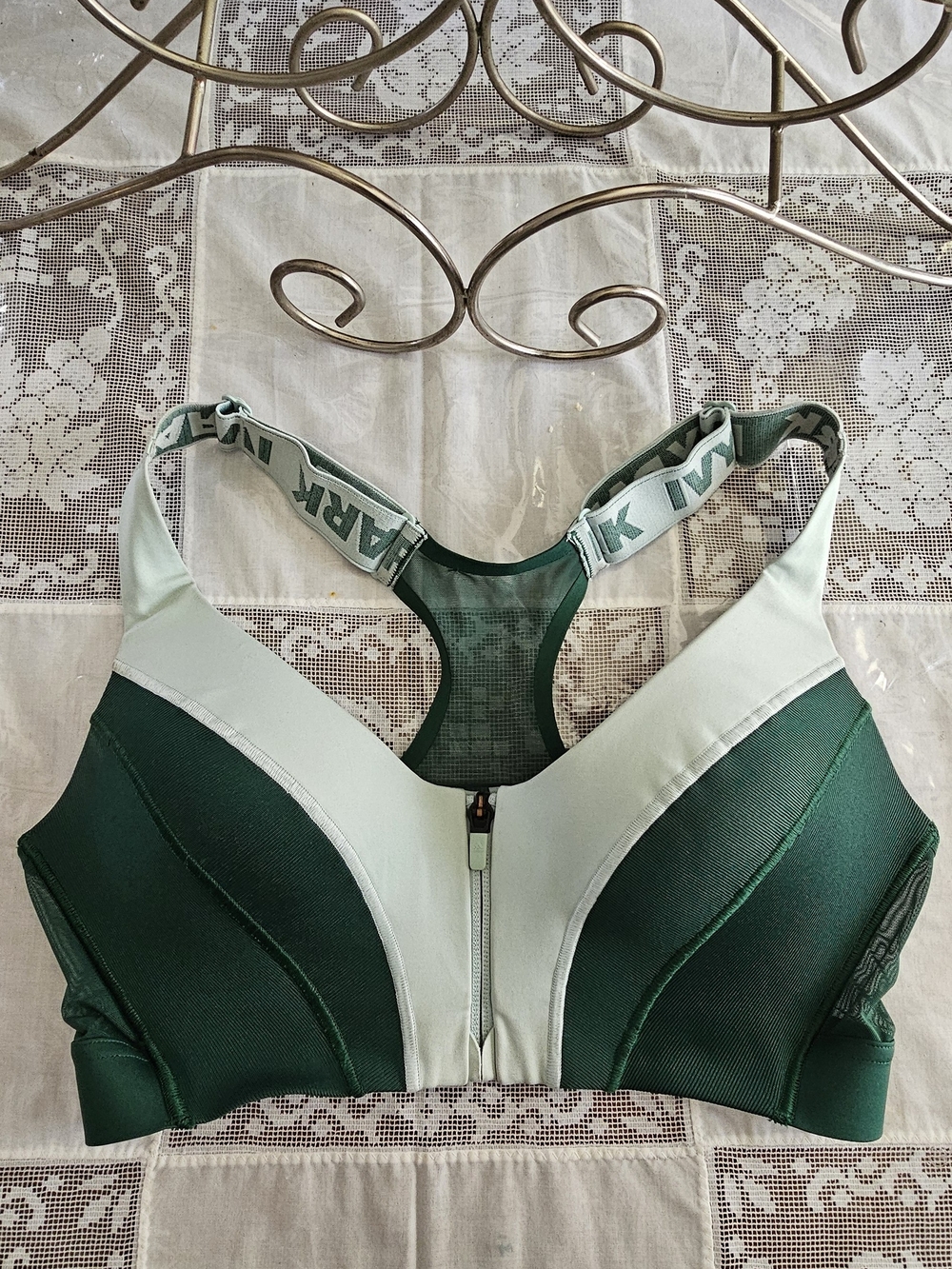 Front-Zip Green & Mint Racerback Sports Bra